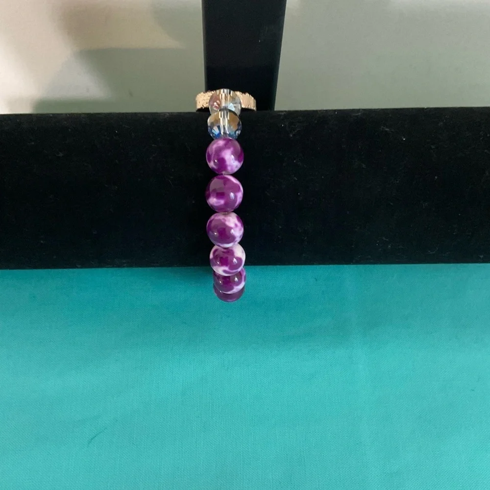 Chic Pink and Purple Beaded Bracelet with Pink Druzy